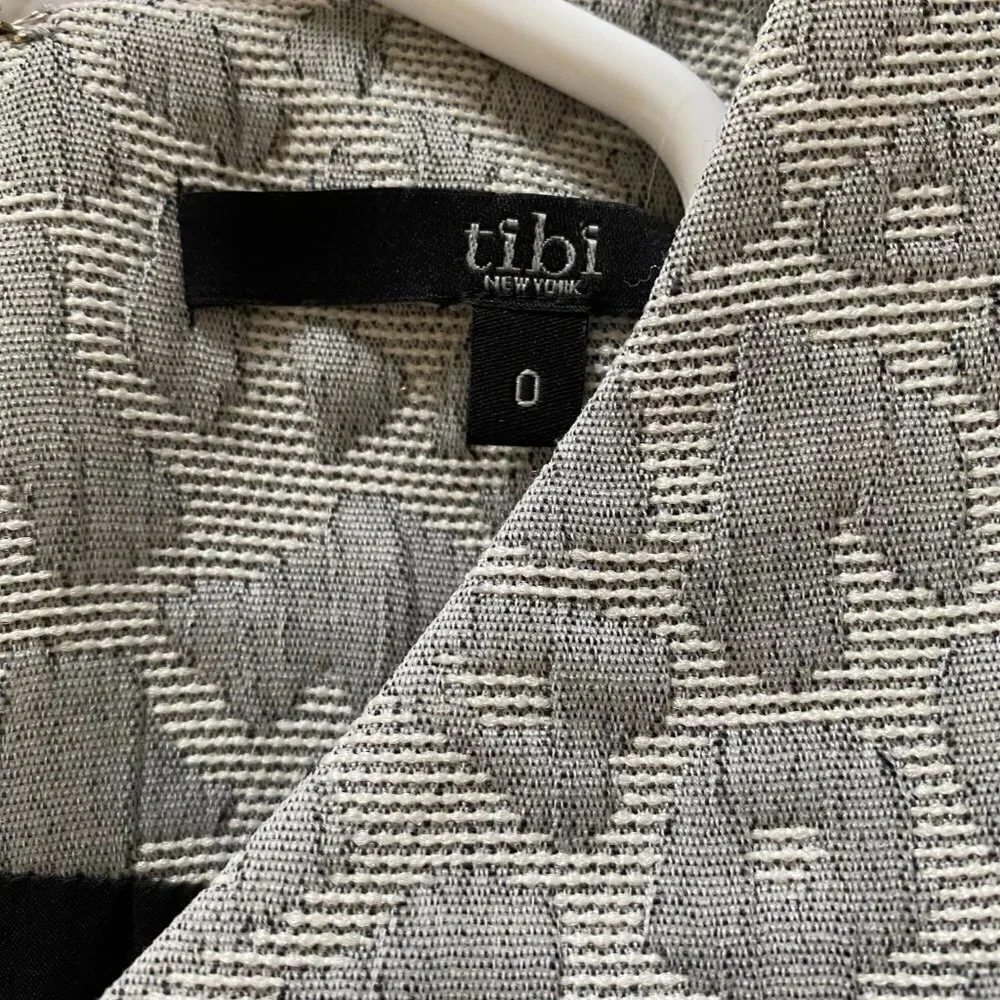 Tibi Animal Print Jacquard Mini Dress, Silver Rime Gray, Sleeveless, Sz 0 NWOT